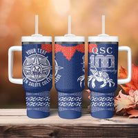Queen Salote College 100 Years Anniversary Personalized Tumbler With Handle Tonga QSC Royal Blue - Polynesian Pride
