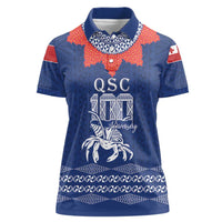 Queen Salote College 100 Years Anniversary Personalized Women Polo Shirt Tonga QSC Royal Blue - Polynesian Pride