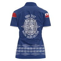 Queen Salote College 100 Years Anniversary Personalized Women Polo Shirt Tonga QSC Royal Blue - Polynesian Pride