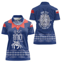 Queen Salote College 100 Years Anniversary Personalized Women Polo Shirt Tonga QSC Royal Blue - Polynesian Pride