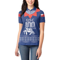 Queen Salote College 100 Years Anniversary Personalized Women Polo Shirt Tonga QSC Royal Blue - Polynesian Pride