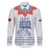 Queen Salote College 100 Years Anniversary Personalized Family Matching Off The Shoulder Long Sleeve Dress and Hawaiian Shirt Tonga QSC White LT7 Dad's Shirt - Long Sleeve White - Polynesian Pride