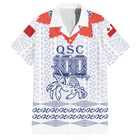 Queen Salote College 100 Years Anniversary Personalized Family Matching Short Sleeve Bodycon Dress and Hawaiian Shirt Tonga QSC White LT7 Dad's Shirt - Short Sleeve White - Polynesian Pride