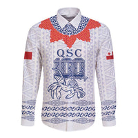 Queen Salote College 100 Years Anniversary Personalized Long Sleeve Button Shirt Tonga QSC White - Polynesian Pride