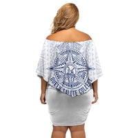 Queen Salote College 100 Years Anniversary Personalized Off Shoulder Short Dress Tonga QSC White - Polynesian Pride