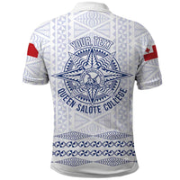 Queen Salote College 100 Years Anniversary Personalized Polo Shirt Tonga QSC White - Polynesian Pride