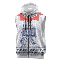 Queen Salote College 100 Years Anniversary Personalized Sleeveless Zip Hoodie Tonga QSC White LT7 White - Polynesian Pride