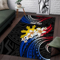 Personalised Philippines Tribal Area Rug Mix Plumeria - Flag Colors LT7 Black - Polynesian Pride