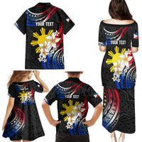 Personalised Philippines Tribal Family Matching Puletasi Dress and Hawaiian Shirt Mix Plumeria - Flag Colors LT7 - Polynesian Pride