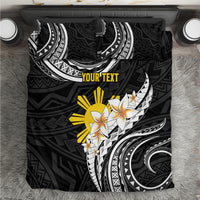 Personalised Philippines Tribal Bedding Set Mix Plumeria LT7 Black - Polynesian Pride