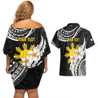 Personalised Philippines Tribal Couples Matching Off Shoulder Short Dress and Hawaiian Shirt Mix Plumeria LT7 - Polynesian Pride