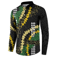 Hawaii Aloha Kakau Button Sweatshirt Puakenikeni and Maile Lei Twist