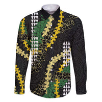 Hawaii Aloha Kakau Family Matching Short Sleeve Bodycon Dress and Hawaiian Shirt Puakenikeni and Maile Lei Twist