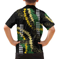 Hawaii Aloha Kakau Family Matching Tank Maxi Dress and Hawaiian Shirt Puakenikeni and Maile Lei Twist