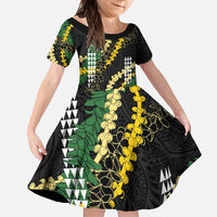Hawaii Aloha Kakau Family Matching Tank Maxi Dress and Hawaiian Shirt Puakenikeni and Maile Lei Twist