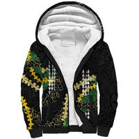 Hawaii Aloha Kakau Sherpa Hoodie Puakenikeni and Maile Lei Twist