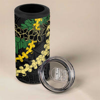 Hawaii Puakenikeni - Maile Lei 4 in 1 Can Cooler Tumbler Obsidian Black