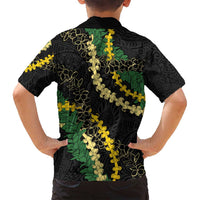Hawaii Puakenikeni - Maile Lei Family Matching Tank Maxi Dress and Hawaiian Shirt Obsidian Black