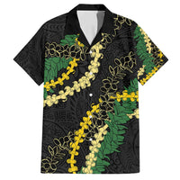 Hawaii Puakenikeni - Maile Lei Family Matching Tank Maxi Dress and Hawaiian Shirt Obsidian Black