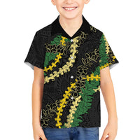Hawaii Puakenikeni - Maile Lei Family Matching Tank Maxi Dress and Hawaiian Shirt Obsidian Black