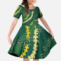 Hawaii Puakenikeni - Maile Lei Family Matching Off Shoulder Maxi Dress and Hawaiian Shirt Sage Green