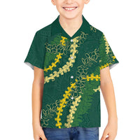 Hawaii Puakenikeni - Maile Lei Family Matching Tank Maxi Dress and Hawaiian Shirt Sage Green