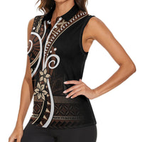 Samoa Siapo Classic Motif Women Sleeveless Polo Shirt Manuia le tuto’atasi o Samoa Independence Black Style