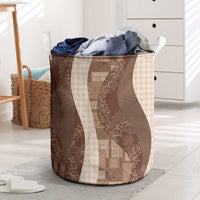 Polynesian Tribal Pattern Patchwork Picturesque Laundry Basket Mocha