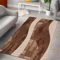 Polynesian Tribal Pattern Patchwork Picturesque Area Rug Mocha