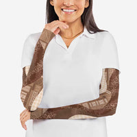 Polynesian Tribal Pattern Patchwork Picturesque Arm Sleeves Mocha