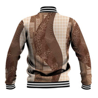 Polynesian Tribal Pattern Patchwork Picturesque Baseball Jacket Mocha
