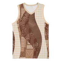 Polynesian Tribal Pattern Patchwork Picturesque Basketball Jersey Mocha LT7 Unisex Mocha - Polynesian Pride