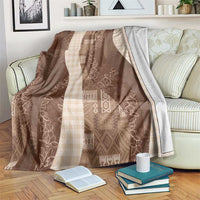 Polynesian Tribal Pattern Patchwork Picturesque Blanket Mocha