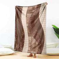 Polynesian Tribal Pattern Patchwork Picturesque Blanket Mocha