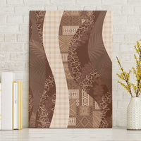 Polynesian Tribal Pattern Patchwork Picturesque Canvas Wall Art Mocha