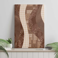 Polynesian Tribal Pattern Patchwork Picturesque Canvas Wall Art Mocha
