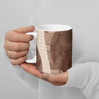 Polynesian Tribal Pattern Patchwork Picturesque Ceramic Mug Mocha