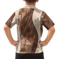 Polynesian Tribal Pattern Patchwork Picturesque Family Matching Puletasi and Hawaiian Shirt Mocha