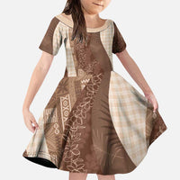 Polynesian Tribal Pattern Patchwork Picturesque Family Matching Puletasi and Hawaiian Shirt Mocha