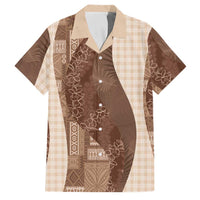 Polynesian Tribal Pattern Patchwork Picturesque Family Matching Puletasi and Hawaiian Shirt Mocha
