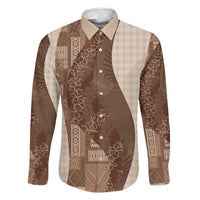 Polynesian Tribal Pattern Patchwork Picturesque Family Matching Puletasi and Hawaiian Shirt Mocha
