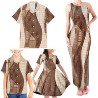 Polynesian Tribal Pattern Patchwork Picturesque Family Matching Tank Maxi Dress and Hawaiian Shirt Mocha LT7 - Polynesian Pride