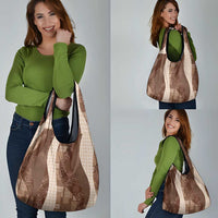 Polynesian Tribal Pattern Patchwork Picturesque Grocery Bag Mocha