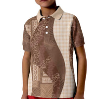 Polynesian Tribal Pattern Patchwork Picturesque Kid Polo Shirt Mocha