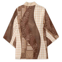 Polynesian Tribal Pattern Patchwork Picturesque Kimono Mocha