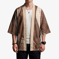 Polynesian Tribal Pattern Patchwork Picturesque Kimono Mocha
