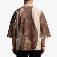 Polynesian Tribal Pattern Patchwork Picturesque Kimono Mocha