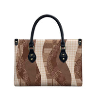 Polynesian Tribal Pattern Patchwork Picturesque Leather Bag Mocha