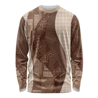 Polynesian Tribal Pattern Patchwork Picturesque Long Sleeve Shirt Mocha