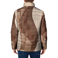 Polynesian Tribal Pattern Patchwork Picturesque Padded Jacket Mocha